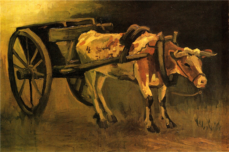Cart With Red And White Ox Van Gogh Oil Painting